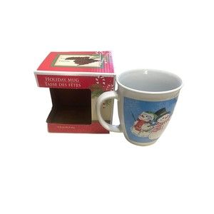 Royal Norfolk Coffee Mug 14 oz Christmas Gift Mug Blue With Snowmen New In Box